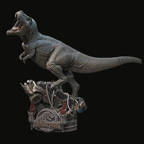 1:10 Scale Jurassic Park T-rex Statue 3d Print With Custom Paint - Etsy