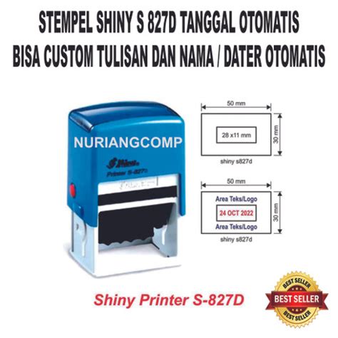 Jual Stempel Shiny S 827D Tanggal Otomatis Custom Text Dater Otomatis