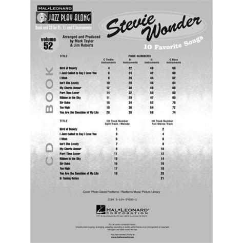 Hal Leonard Jazz Play Along Stevie Wonder Musikhaus Thomann