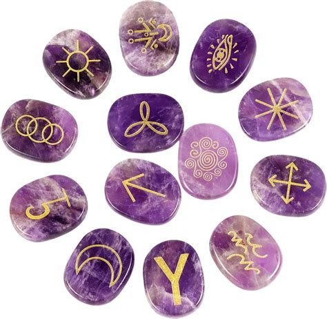 Mookaitedecor Amethyst Witches Runes Set Of 13 Healing Crystal Stone