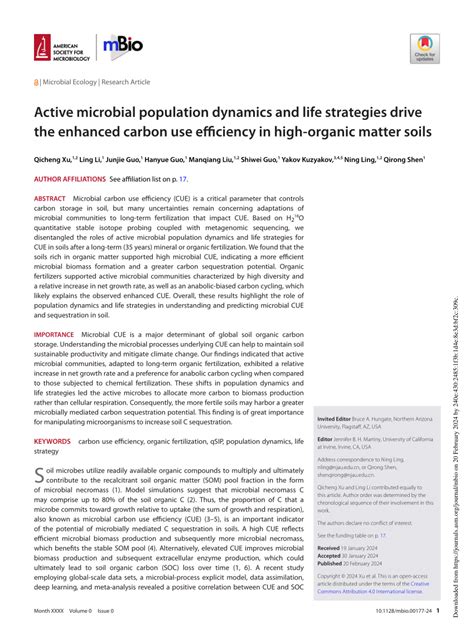 Pdf Active Microbial Population Dynamics And Life Strategies Drive The Enhanced Carbon Use