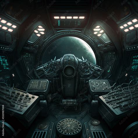 cockpit of a spaceship Stock Illustration | Adobe Stock