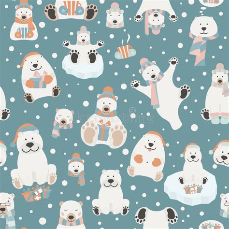 Cute Polar Bear Christmas Holiday Greeting Card Poster Design Stock