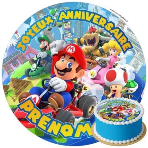 Mario Kart D Coration De G Teau Comestible Disque Azyme Sucre