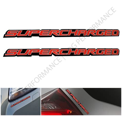 Pair Of Supercharged Engine Red Sticker Decal Bumper Emblem Fender