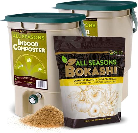 All Seasons Indoor Composter Duo 2 Buckets 5 Lbs Bokashi