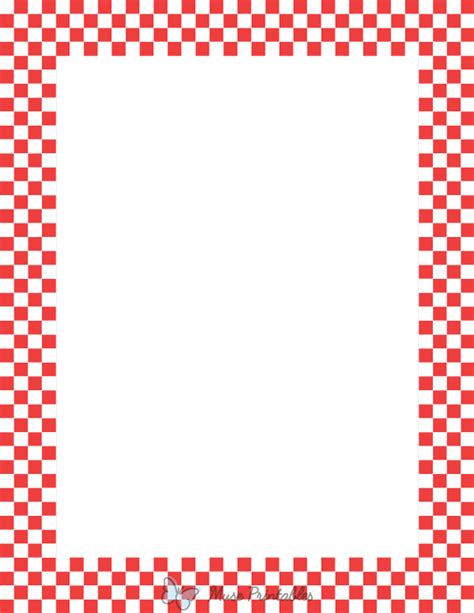 Printable Red and White Mini Checkered Page Border