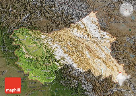 Satellite Map Of Jammu And Kashmir Darken