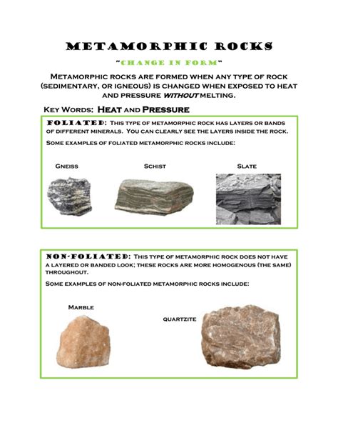 Metamorphic Rock Types