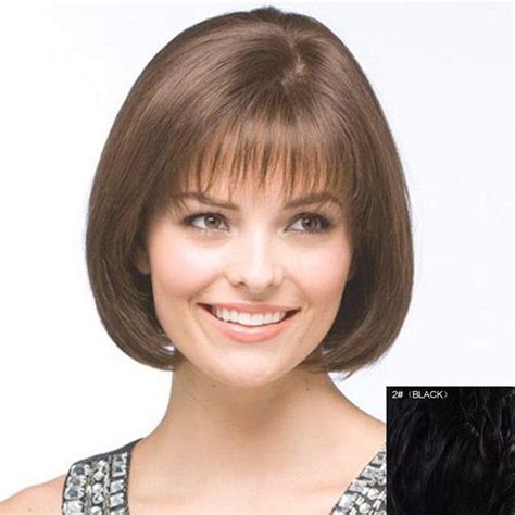 Charming Full Bang Bob Style Natural Straight 100 Percent Human Hair