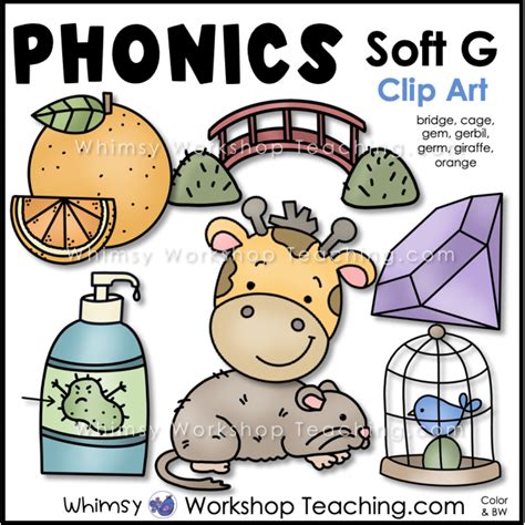 Clip Art Clipart Images Color Black White Phonics Soft G Whimsy Workshop Teaching