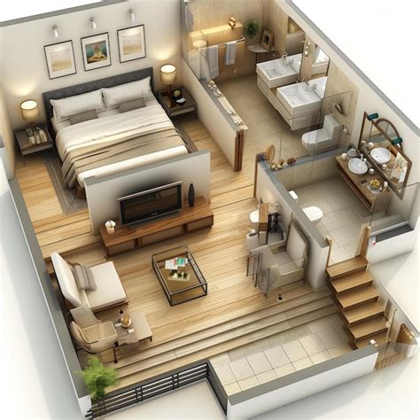 Perspective Isometric D Cutaway Illustration Of A Modern Apartment