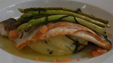 Pan Fried Fillet Of Sea Bass With Potato And Basil