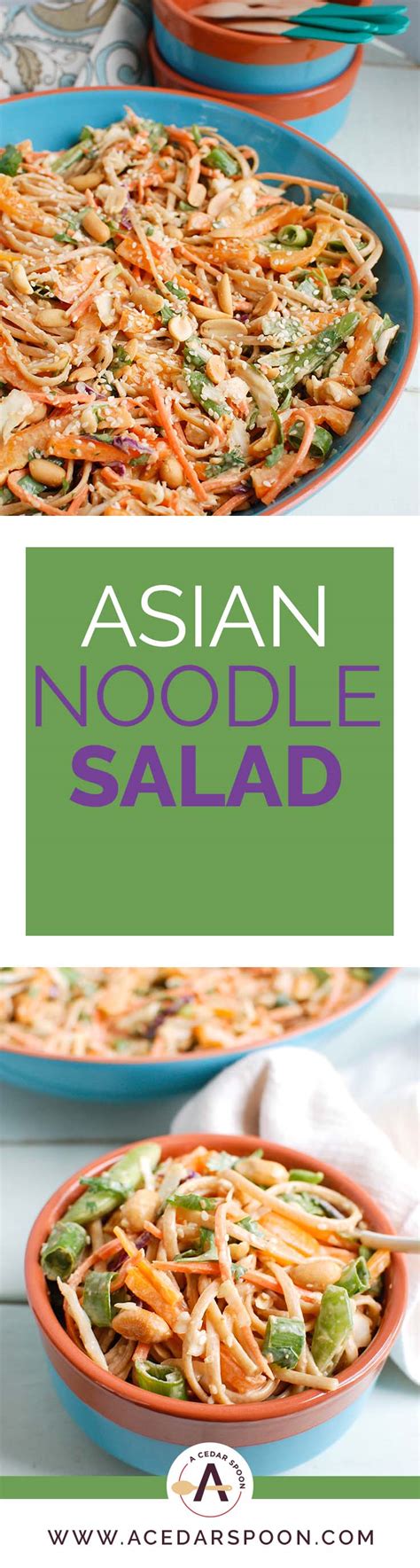 Asian Vegetable Noodle Salad With Spicy Peanut Sauce A Cedar Spoon