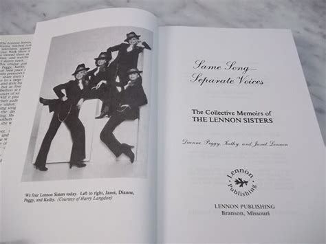 Same Song Separate Voices The Collective Memoirs Of The Lennon Sisters Signed 9780915677108