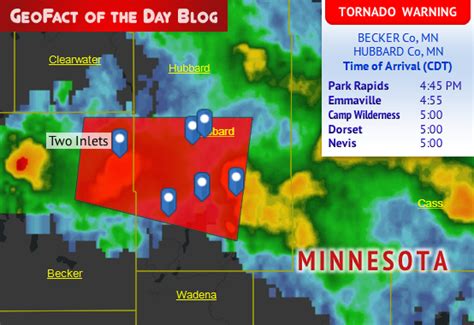 GeoFact of the Day: 7/14/2019 Minnesota Tornado Warning 1