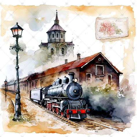 Vintage Train Station Postcard Clipart Bundle 10 High Quality - Etsy