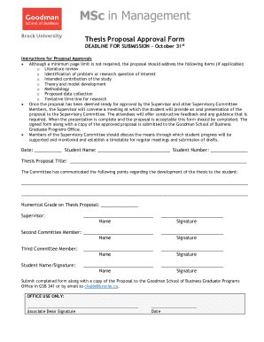 Fillable Online MSc In Management Thesis Proposal Approval Form Fax