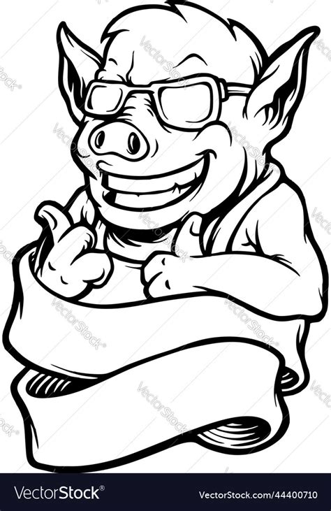 Pig cool delicious monochrome banner Royalty Free Vector