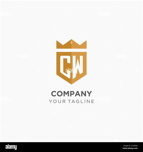 Monogram Cw Logo With Geometric Shield And Crown Luxury Elegant