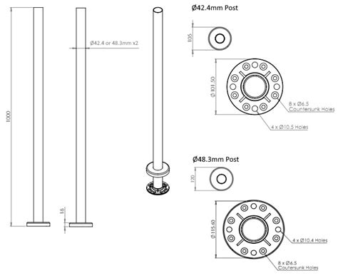 Stainless Steel Plain Post H1000mm