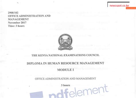 Office Administration And Management Knec Past Papers Ke