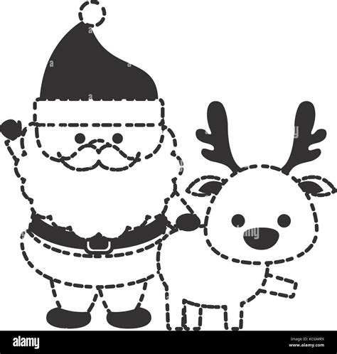 cartoon santa claus and christmas deer icon over white background vector illustration Stock ...