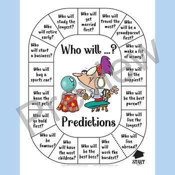 Prediction Board Game- Will for Predictions- ESL Speaking Activity for Adults