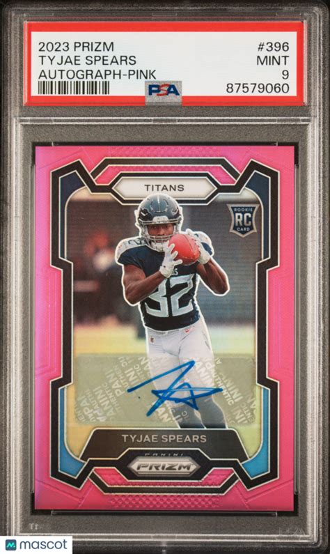 Tyjae Spears 2023 Panini Prizm 396 Pink Prizm Auto PSA9 MINT Titans MCP