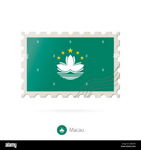 Postage Stamp With The Image Of Macau Flag Macau Flag Postage On White