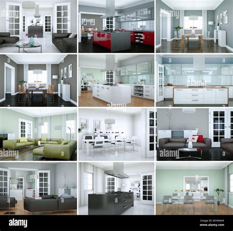 Set of modern flat Interior design Stock Photo - Alamy