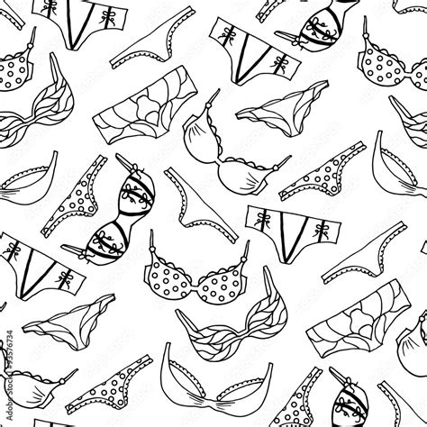 Lingerie Seamless Pattern Vector Underwear Background Design Outline