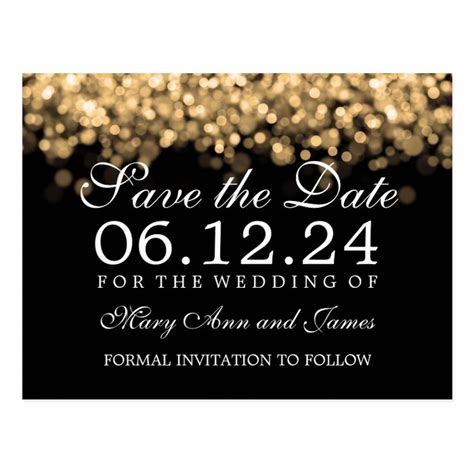 Elegant Save The Date Gold Lights Postcard Zazzle