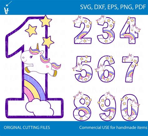 1 10 Numbers Svg Unicorn Numbers Svg Numbers Unicorn Svg Etsy