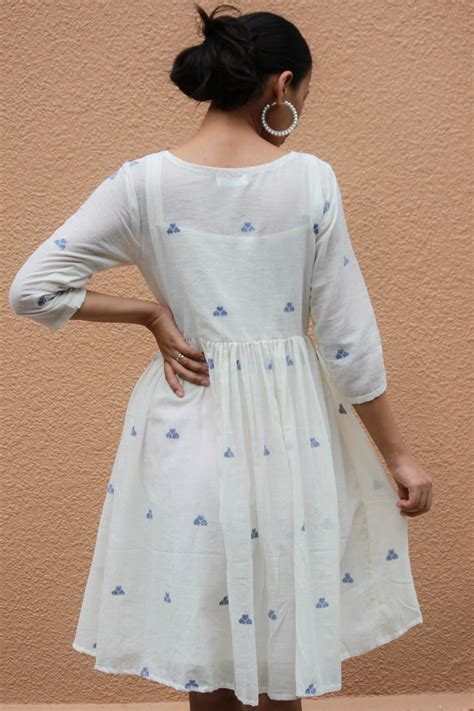 White Jamdani Dress - Mogra Designs