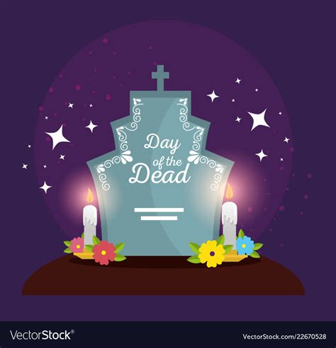 Rip with flowers and candles to celebrate day Vector Image