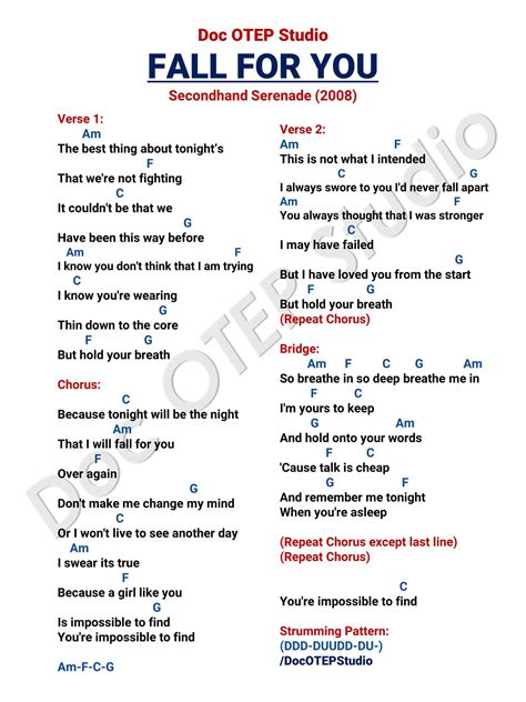 Doc - Fall for You - Secondhand Serenade (2008) Easy Guitar Chords with