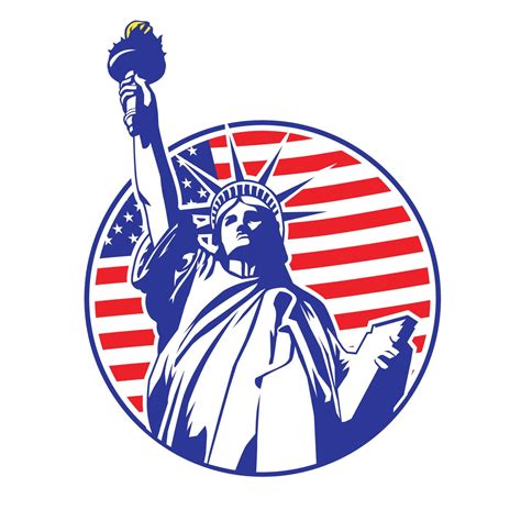 Liberty Statue In Circle With Usa Flag Background 18919458 Vector Art