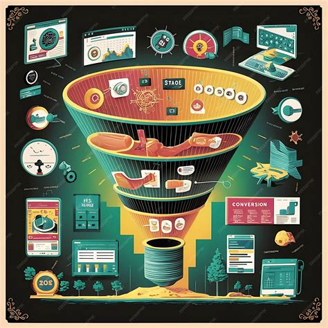 Marketing Funnel Guiding Leads to Conversion with Tools and Platforms