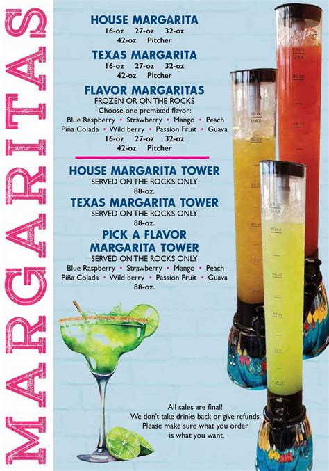 Bar Menu – Margarita Factory