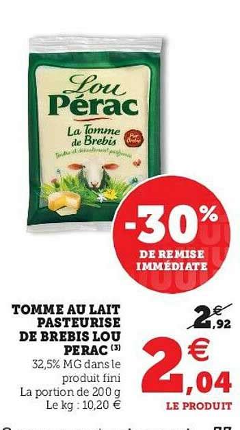 Promo Tomme Au Lait Pasteuris De Brebis Lou P Rac Chez Hyper U