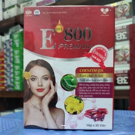 Vitamin E đỏ 800 Premium Vshine Chống Lão Hóa Làm đẹp Tăng Cường Nội Tiết Tố Hộp 30 Viên