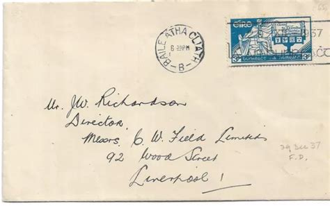 IRELAND 1937 NEW CONSTITUTION 3d ON FIRST DAY COVER TO LIVERPOOL REF ...