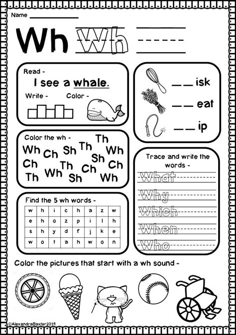 Wh Digraph Worksheets Initial Digraphs Homework Morning Work Early