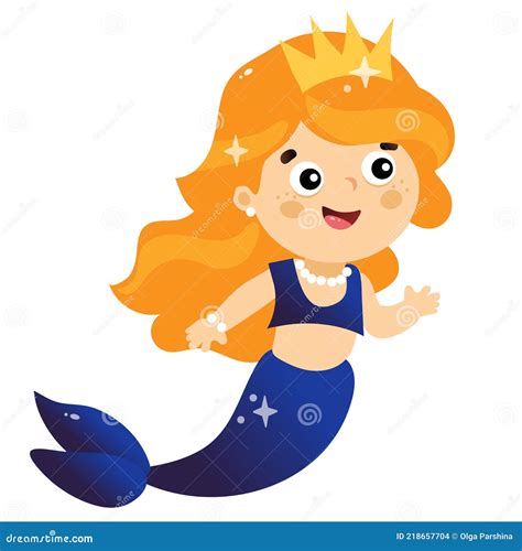 Cartoon Beautiful Little Mermaid. Marine Princess. Colorful Vector Illustration For Kids ...