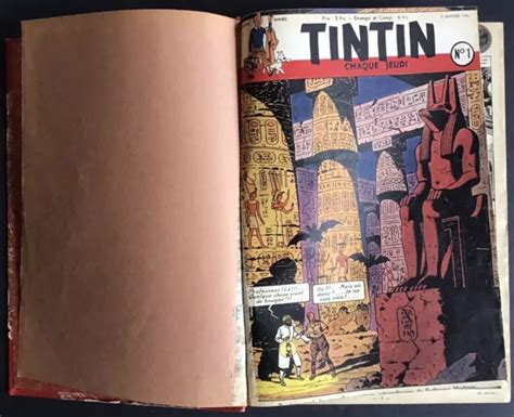 TINTIN ÉDITION BELGE Reliure amateur du n1 au n52 de 1950 Très bon