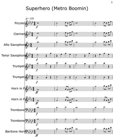 Superhero Metro Boomin Sheet Music For Piccolo Clarinet Alto