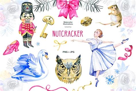 Watercolor Nutcracker Clipart Set Watercolor Clipart Graphic