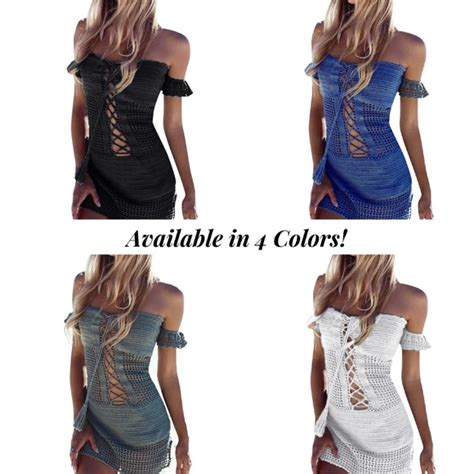 Swim Boho Crochet Lace Up Beach Dress Bikini Coverup Poshmark
