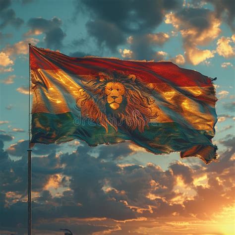 Rasta Lion of Judah Flag Fluttering in a Soft Breeze the Flags Colors ...